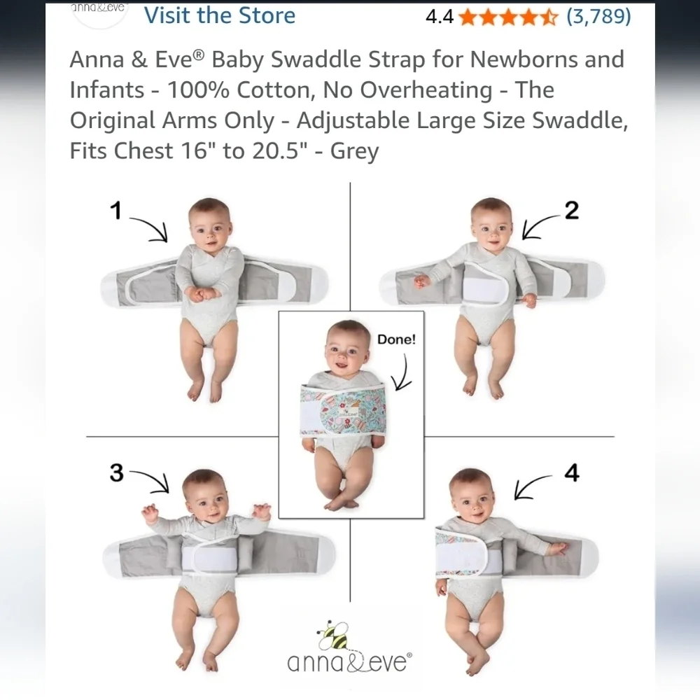 Anna & Eve Swaddle For Arms Only LARGE